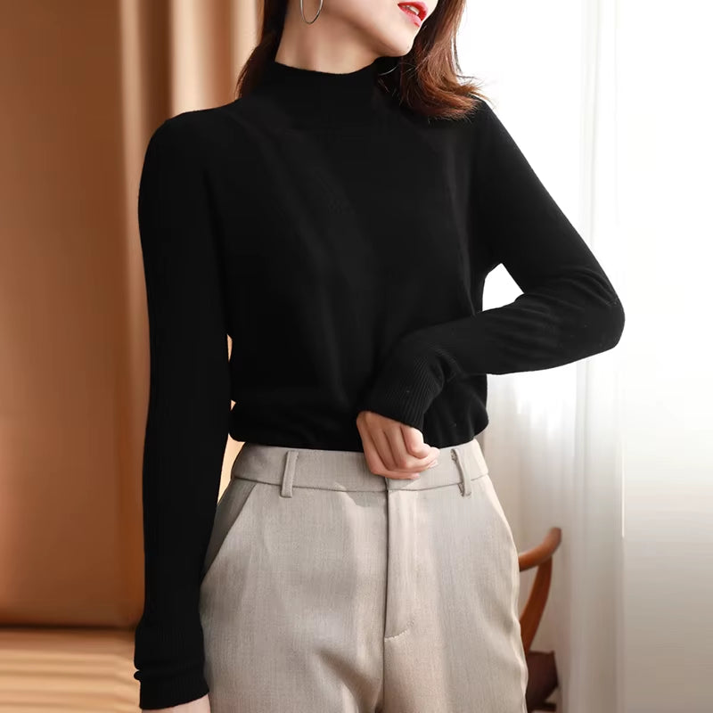 Autumn Winter Chic Bottom Sweaters Women Fashion Turtleneck Pullover Slim Long Sleeve Knitted Jumpers Soft Warm Pull Femme Top