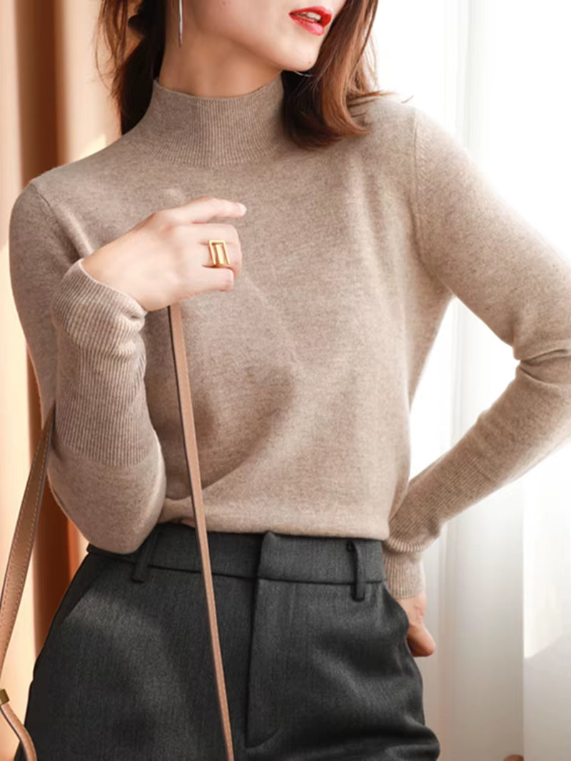 Autumn Winter Chic Bottom Sweaters Women Fashion Turtleneck Pullover Slim Long Sleeve Knitted Jumpers Soft Warm Pull Femme Top