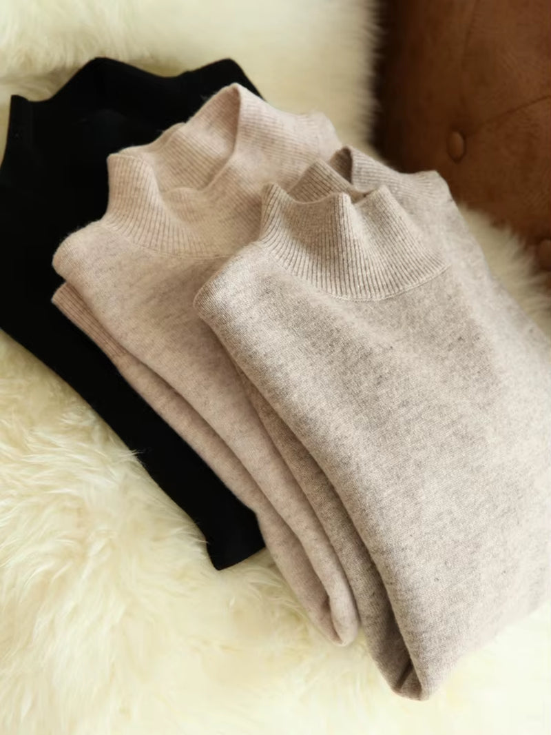 Autumn Winter Chic Bottom Sweaters Women Fashion Turtleneck Pullover Slim Long Sleeve Knitted Jumpers Soft Warm Pull Femme Top