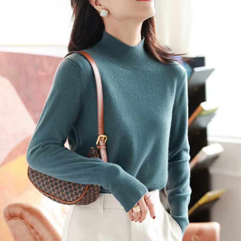 Autumn Winter Chic Bottom Sweaters Women Fashion Turtleneck Pullover Slim Long Sleeve Knitted Jumpers Soft Warm Pull Femme Top
